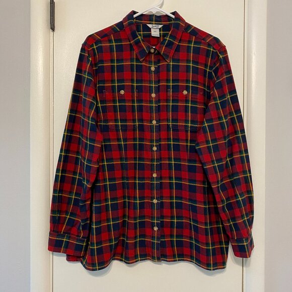 Duluth Trading Co Tops - Duluth Trading Co Women's L/S Red Plaid Free Swinging Flannel Shirt Top: XXL/2XL